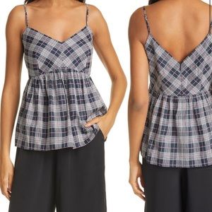 Club Monaco Plaid Peplum Camisole size S in Plaid Blue